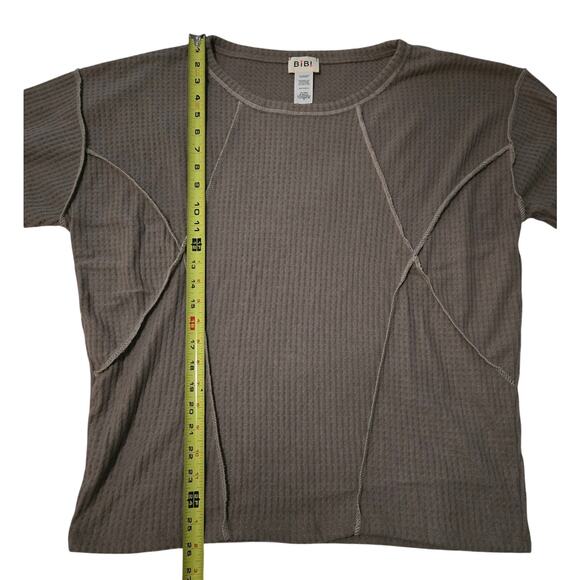Bibi Mocha Brushed Waffle Top Size Small 3/4 Length Sleeves - Picture 10 of 12